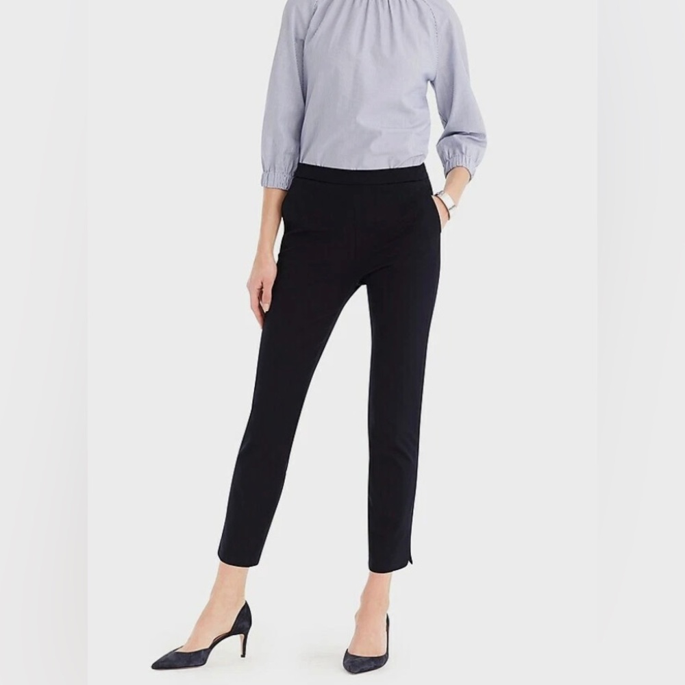 J.Crew Martie Bi-Stretch Cotton Blend Slim Crop Pants Navy Blue - Size 6 - Picture 3 of 14